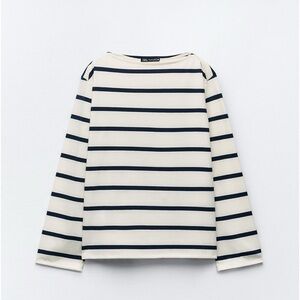 Zara Striped Mariner Cotton Long Sleeve Shirt Size S